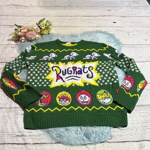 Nickelodeon Rugrats Green and Yellow Knit Sweater sz M